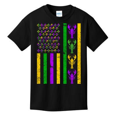 Crawfish Fleur-De-Lis Flag Mardi Gras Kids T-Shirt