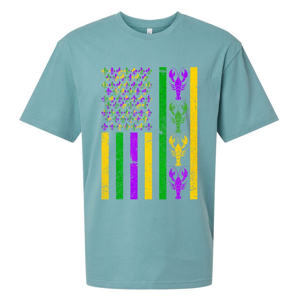 Crawfish Fleur-De-Lis Flag Mardi Gras Sueded Cloud Jersey T-Shirt