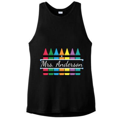 Crayon Customized Teacher Custom Personalize Name Ladies PosiCharge Tri-Blend Wicking Tank