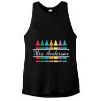 Crayon Customized Teacher Custom Personalize Name Ladies PosiCharge Tri-Blend Wicking Tank
