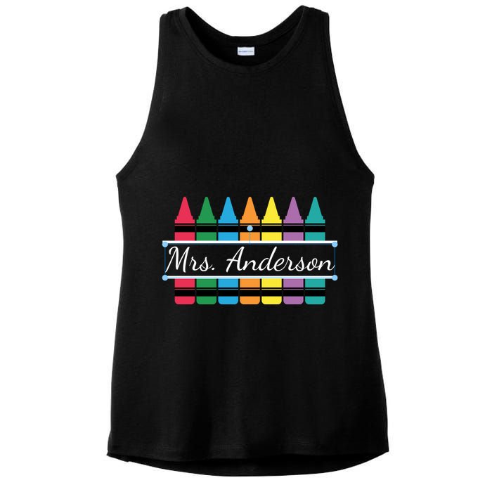 Crayon Customized Teacher Custom Personalize Name Ladies PosiCharge Tri-Blend Wicking Tank