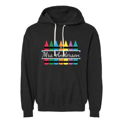 Crayon Customized Teacher Custom Personalize Name Garment-Dyed Fleece Hoodie