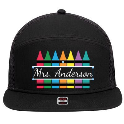 Crayon Customized Teacher Custom Personalize Name 7 Panel Mesh Trucker Snapback Hat