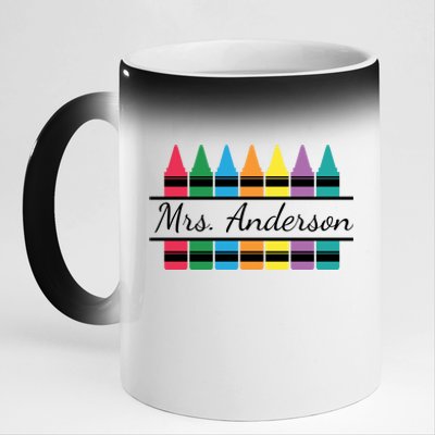 Crayon Customized Teacher Custom Personalize Name 11oz Black Color Changing Mug