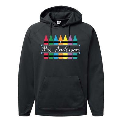 Crayon Customized Teacher Custom Personalize Name Performance Fleece Hoodie