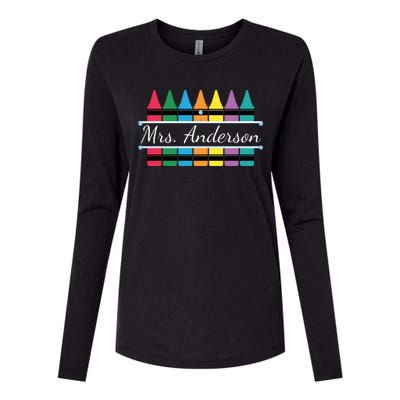 Crayon Customized Teacher Custom Personalize Name Womens Cotton Relaxed Long Sleeve T-Shirt