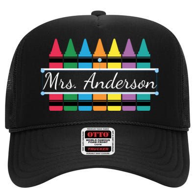 Crayon Customized Teacher Custom Personalize Name High Crown Mesh Back Trucker Hat