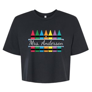 Crayon Customized Teacher Custom Personalize Name Bella+Canvas Jersey Crop Tee