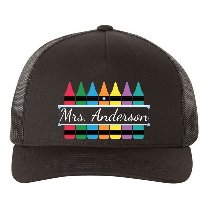 Crayon Customized Teacher Custom Personalize Name Yupoong Adult 5-Panel Trucker Hat