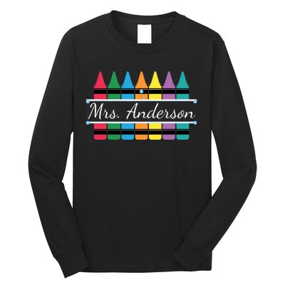 Crayon Customized Teacher Custom Personalize Name Long Sleeve Shirt