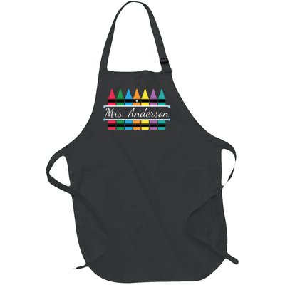 Crayon Customized Teacher Custom Personalize Name Full-Length Apron With Pockets