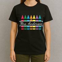 Crayon Customized Teacher Custom Personalize Name T-Shirt