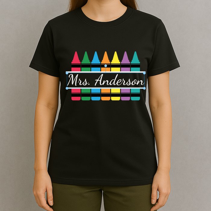Crayon Customized Teacher Custom Personalize Name T-Shirt