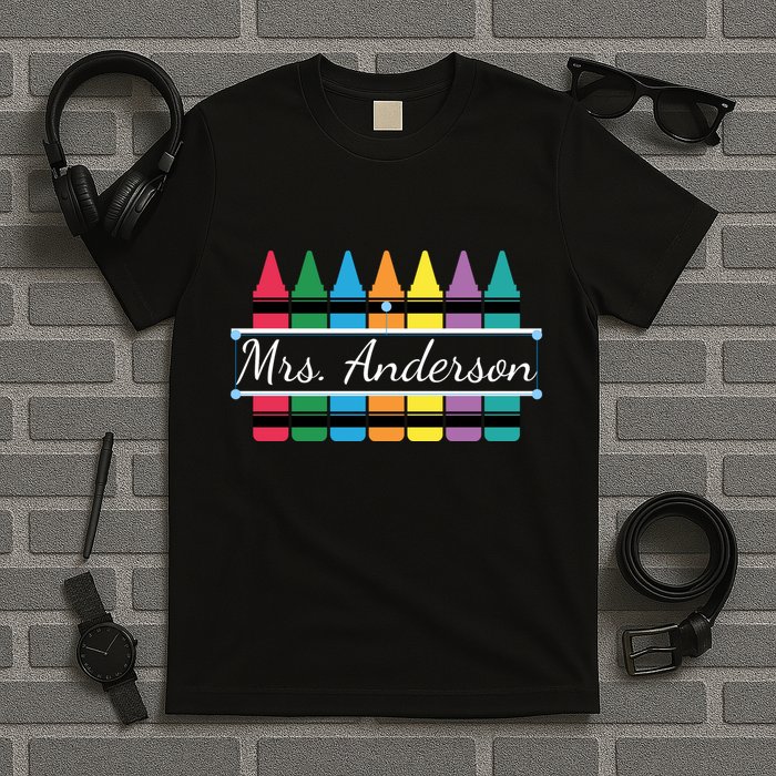 Crayon Customized Teacher Custom Personalize Name T-Shirt