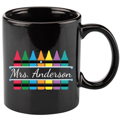 Crayon Customized Teacher Custom Personalize Name 11oz C Handle Ceramic Mug