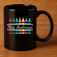 Crayon Customized Teacher Custom Personalize Name 11oz C Handle Ceramic Mug