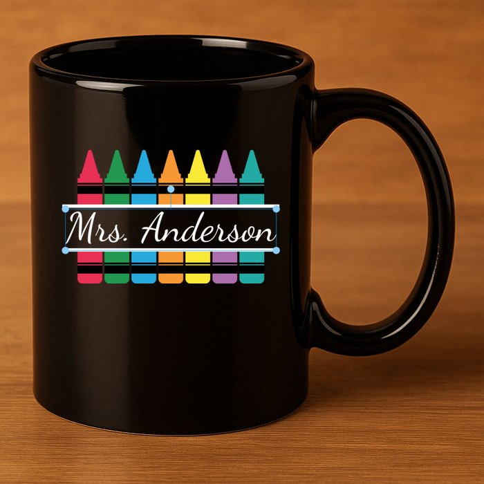 Crayon Customized Teacher Custom Personalize Name 11oz C Handle Ceramic Mug