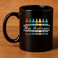 Crayon Customized Teacher Custom Personalize Name 11oz C Handle Ceramic Mug