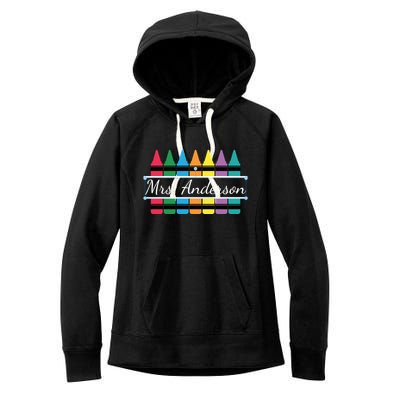 Crayon Customized Teacher Custom Personalize Name Women's Fleece Hoodie