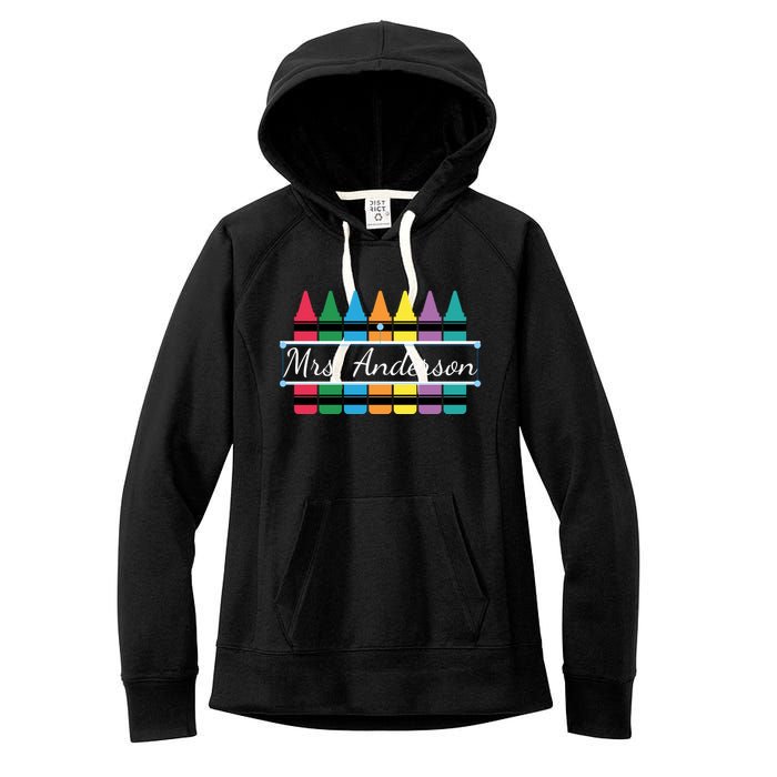 Crayon Customized Teacher Custom Personalize Name Women's Fleece Hoodie