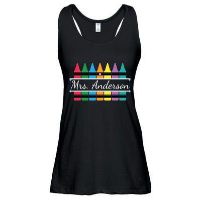 Crayon Customized Teacher Custom Personalize Name Ladies Essential Flowy Tank