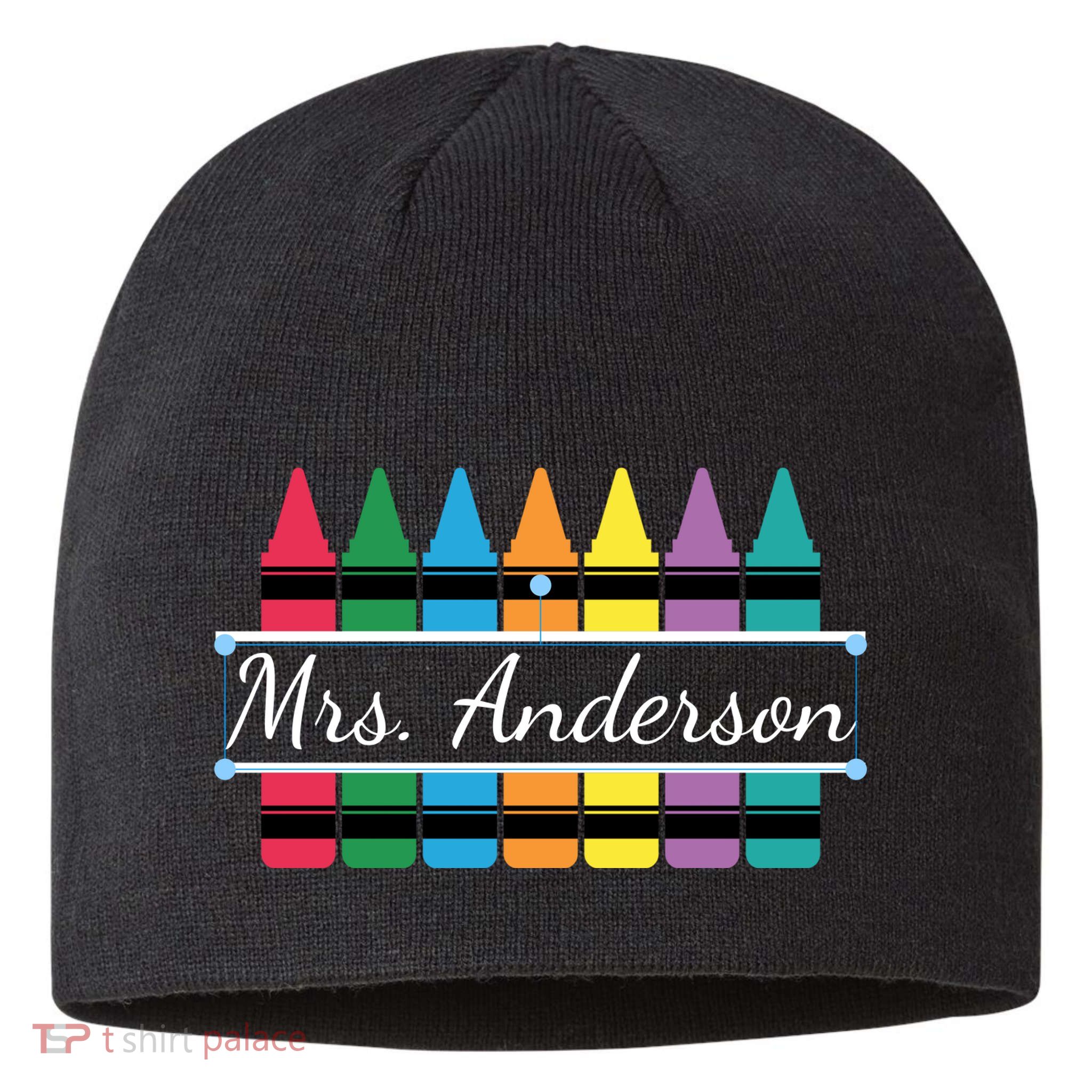 Crayon Customized Teacher Custom Personalize Name Sustainable Beanie