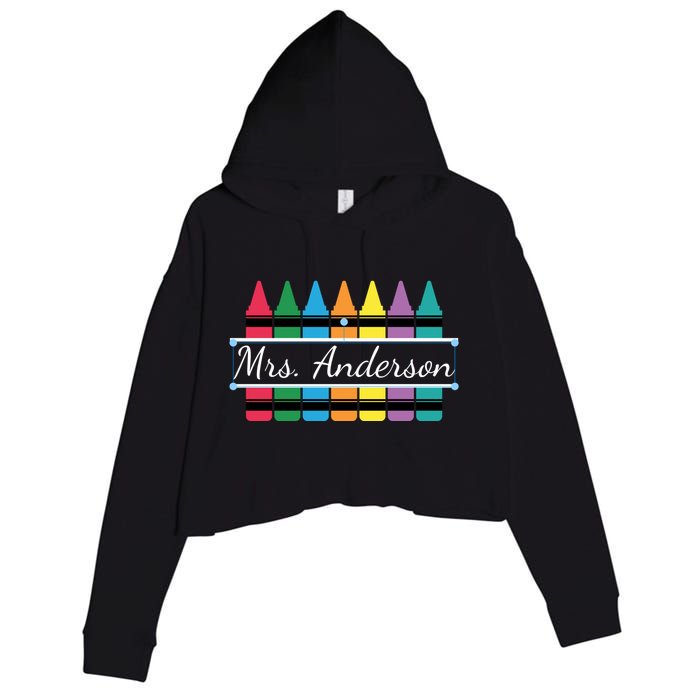 Crayon Customized Teacher Custom Personalize Name Crop Fleece Hoodie
