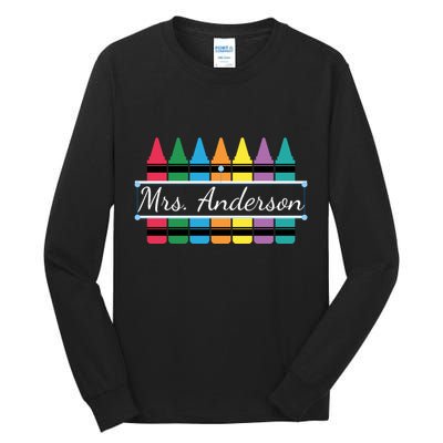 Crayon Customized Teacher Custom Personalize Name Tall Long Sleeve T-Shirt