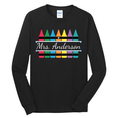 Crayon Customized Teacher Custom Personalize Name Tall Long Sleeve T-Shirt