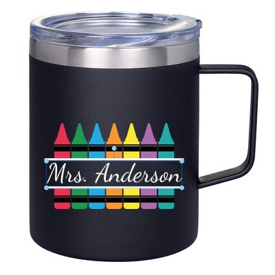 Crayon Customized Teacher Custom Personalize Name 12oz Stainless Steel Coffee Mug