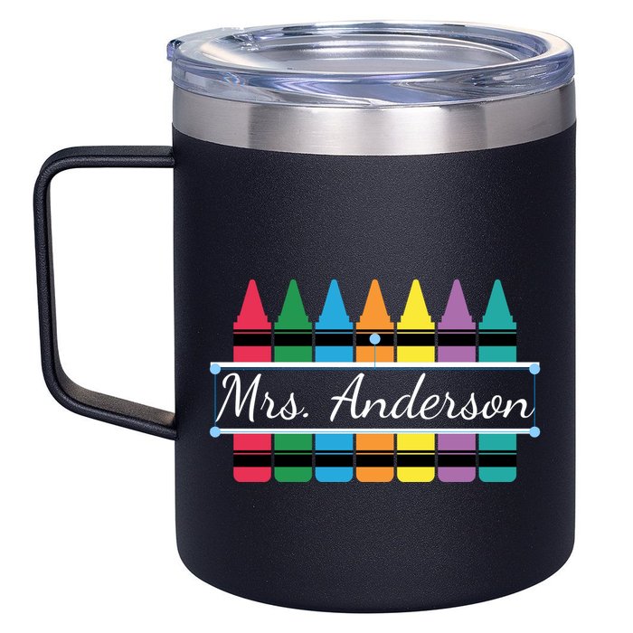 Crayon Customized Teacher Custom Personalize Name 12oz Stainless Steel Coffee Mug
