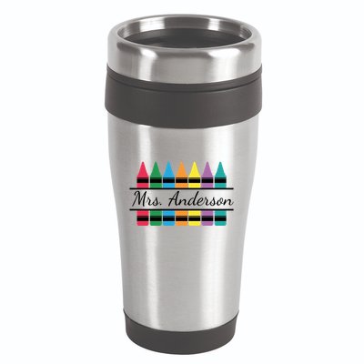 Crayon Customized Teacher Custom Personalize Name 16oz Travel Tumbler
