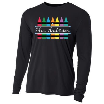 Crayon Customized Teacher Custom Personalize Name Cooling Performance Long Sleeve Crew