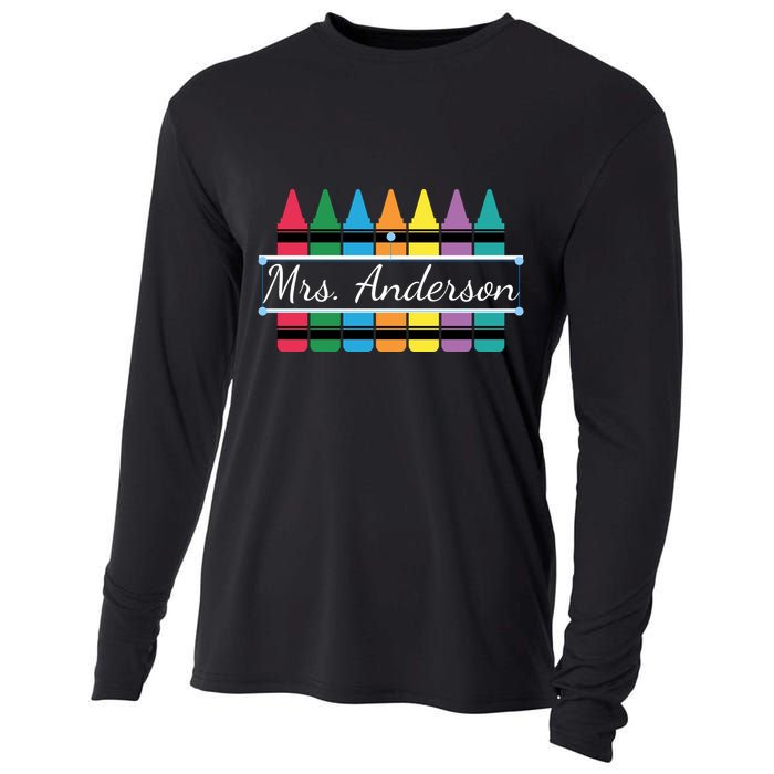 Crayon Customized Teacher Custom Personalize Name Cooling Performance Long Sleeve Crew