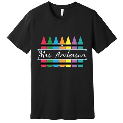Crayon Customized Teacher Custom Personalize Name Premium T-Shirt