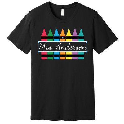 Crayon Customized Teacher Custom Personalize Name Premium T-Shirt