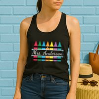 Crayon Customized Teacher Custom Personalize Name Womens Tank Top