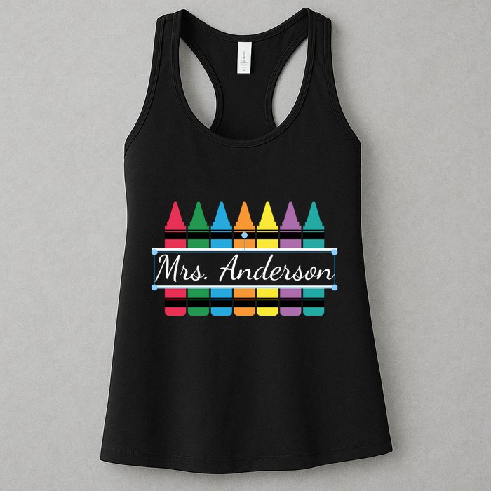 Crayon Customized Teacher Custom Personalize Name Womens Tank Top