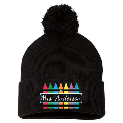 Crayon Customized Teacher Custom Personalize Name Pom Pom 12in Knit Beanie