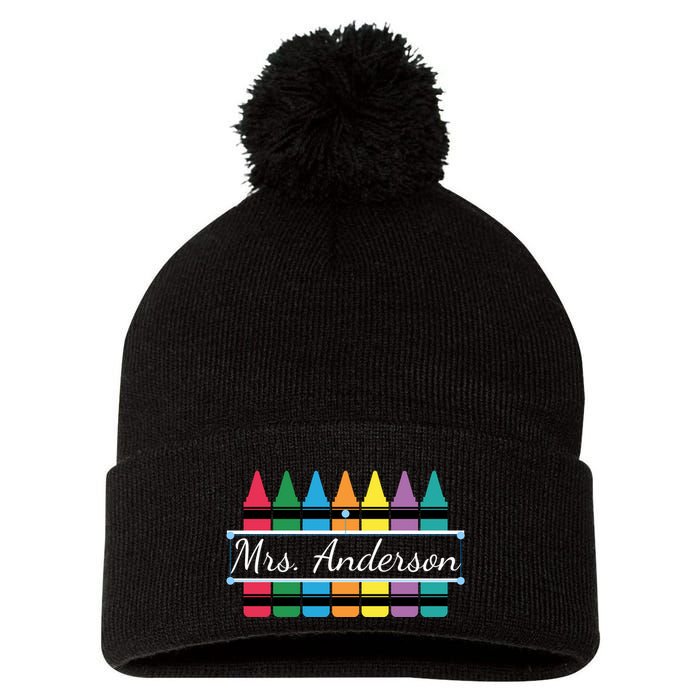 Crayon Customized Teacher Custom Personalize Name Pom Pom 12in Knit Beanie