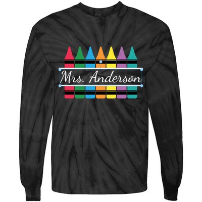 Crayon Customized Teacher Custom Personalize Name Tie-Dye Long Sleeve Shirt