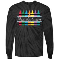 Crayon Customized Teacher Custom Personalize Name Tie-Dye Long Sleeve Shirt