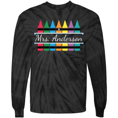 Crayon Customized Teacher Custom Personalize Name Tie-Dye Long Sleeve Shirt