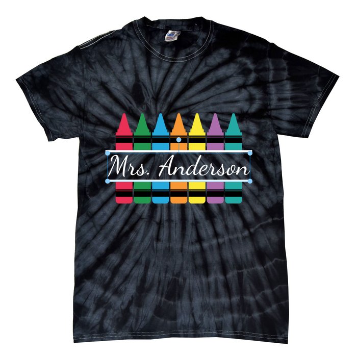 Crayon Customized Teacher Custom Personalize Name Tie-Dye T-Shirt