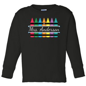 Crayon Customized Teacher Custom Personalize Name Toddler Long Sleeve Shirt