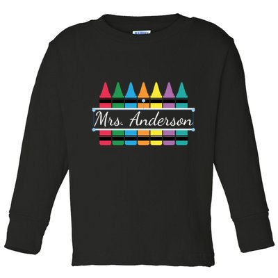 Crayon Customized Teacher Custom Personalize Name Toddler Long Sleeve Shirt
