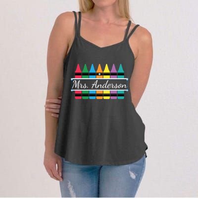 Crayon Customized Teacher Custom Personalize Name Women's Strappy Tank