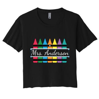 Crayon Customized Teacher Custom Personalize Name Crop Top