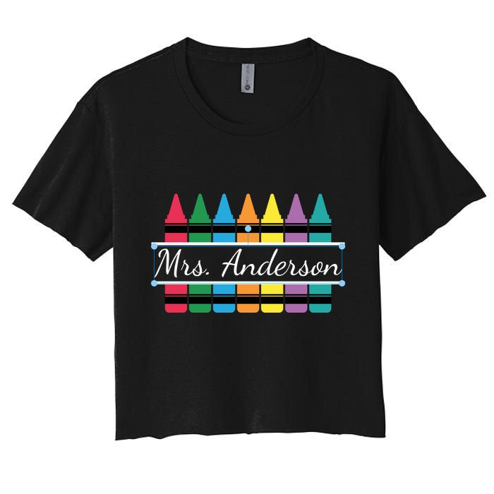 Crayon Customized Teacher Custom Personalize Name Crop Top