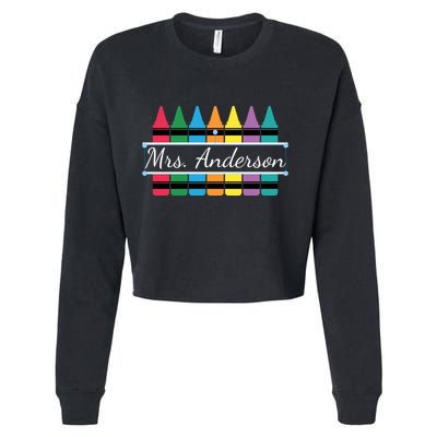 Crayon Customized Teacher Custom Personalize Name Cropped Pullover Crew